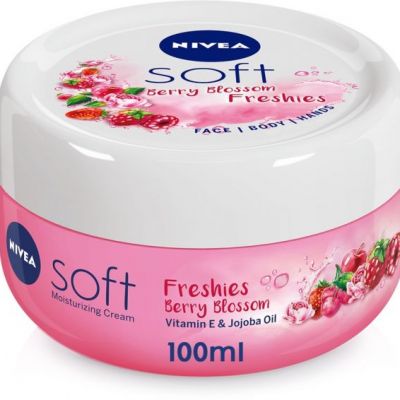 NIVEA Soft Freshies Moisturizing Cream, Berry Blossom, Jar 100ml