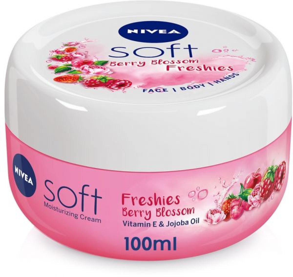 NIVEA Soft Freshies Moisturizing Cream, Berry Blossom, Jar 100ml