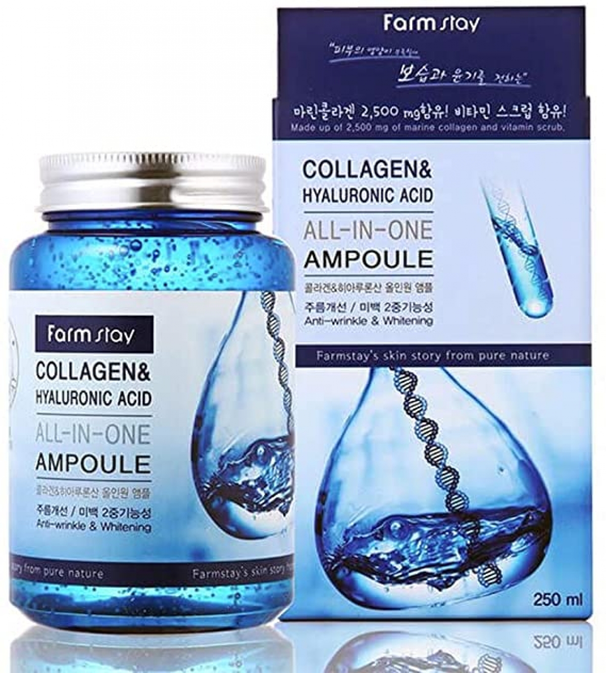 امبولة الكل في واحد بالكولاجين وحمض الهيالورونيك من فارم ستاي ، 250 مل